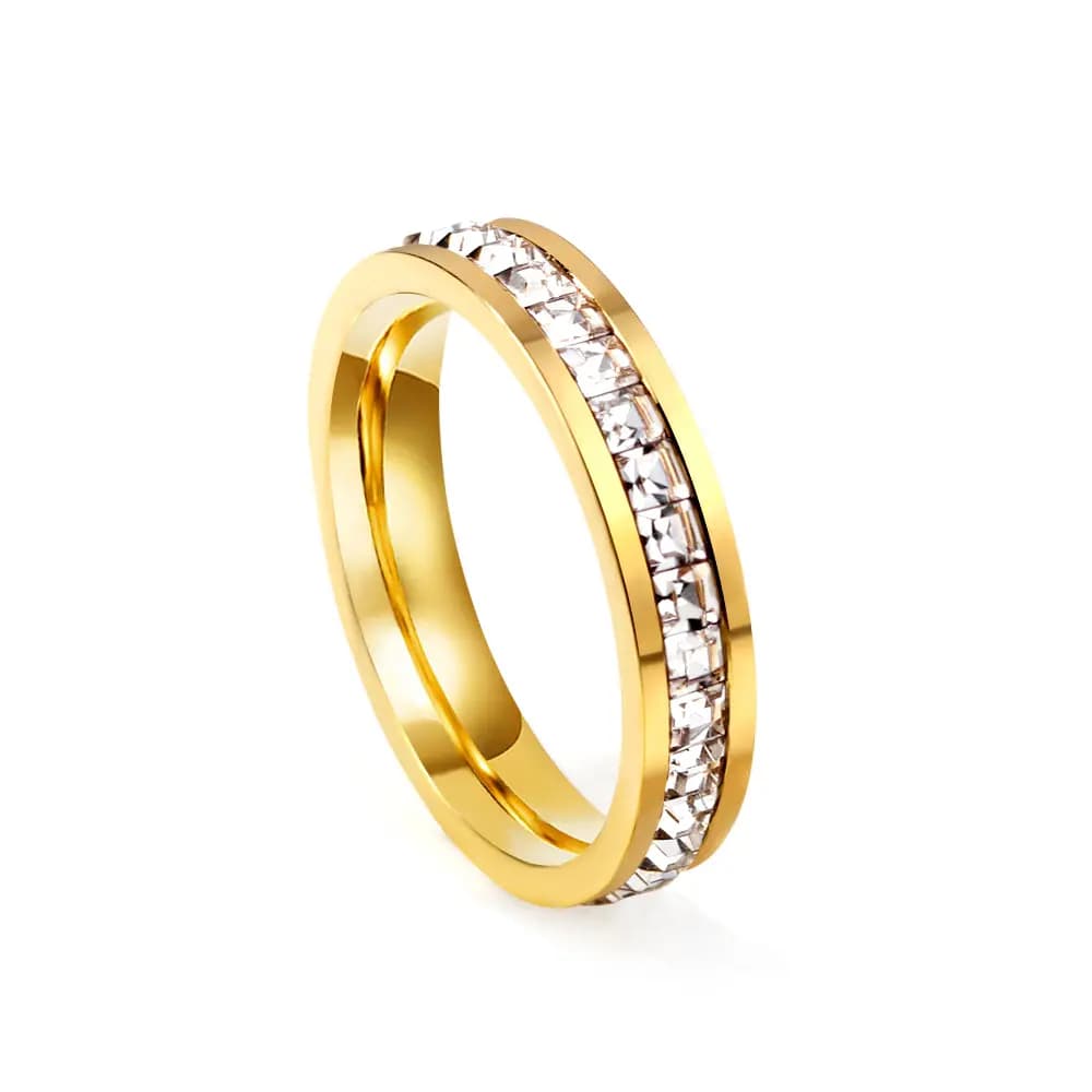 Sparkling Stone Ring with 18K PVD Gold Plating